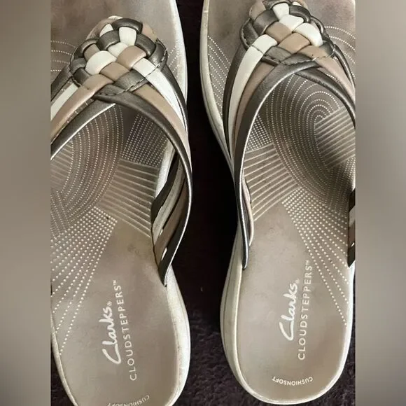 Clarks Cloudsteppers Sandal Metallic Multi Color Women Size 7 - Picture 4 of 7